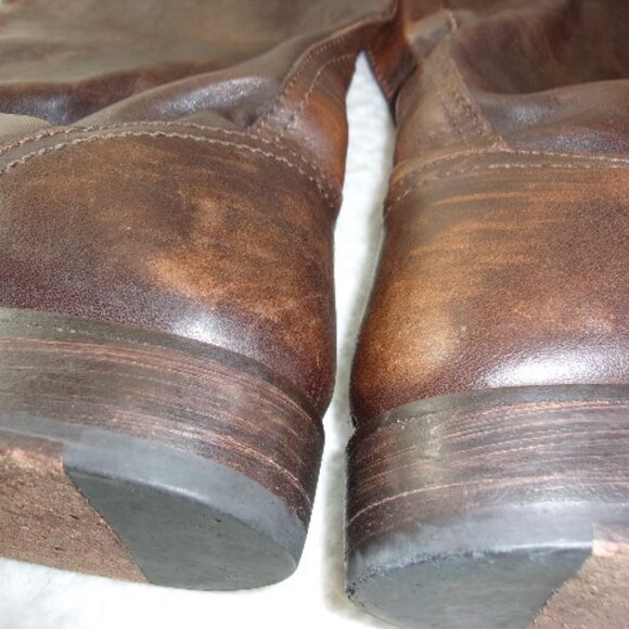 S-131 WOMENS FRYE VERONICA SLOUCH BROWN LEATHER ENGINEER BOOTS - Picture 13 of 16